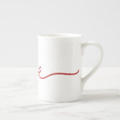 Minimalist Red Script Love Continuous Line Art Porselein Kop (Rechts)