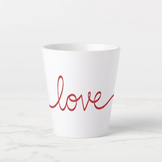 Minimalist Red Script Love Continuous Line Art Sma Latte Mok (Voorkant)