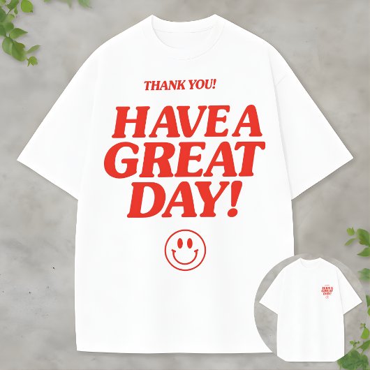 Minimalist Red Typography Shirt with Smiley Face