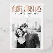 Minimalist retro Merry Christmas minimalist white Folie Feestdagenkaart (Voorkant)