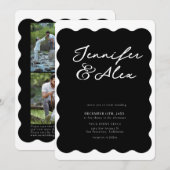 Minimalist Retro Photo Collage Wedding Invitations (Devant / Derrière)
