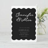 Minimalist Retro Photo Collage Wedding Invitations (Debout devant)