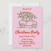 Minimalist Retro Pink Christmas Party Invitation  (Devant)
