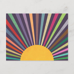 Minimalist Retro Rainbow Sun Rays Briefkaart