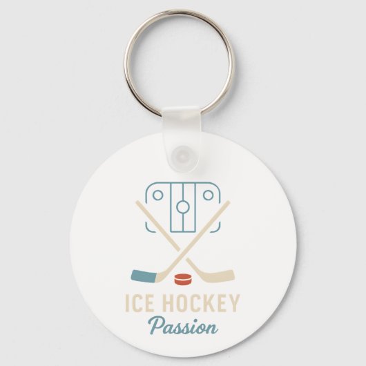 Minimalist Rink & Crossed Sticks Sleutelhanger (Voorkant)