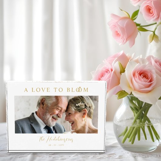 Minimalist Romantic Wedding Anniversary in Gold Fotoblokken