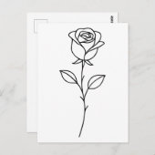 Minimalist Rose Botanical Line Art Briefkaart (Voorkant / Achterkant)