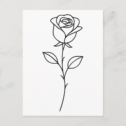 Minimalist Rose Botanical Line Art Briefkaart (Voorkant)