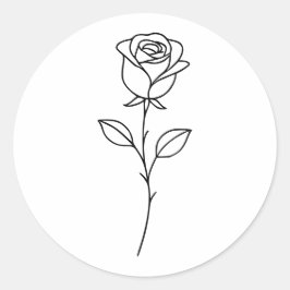 Minimalist Rose Botanical Line Art Ronde Sticker