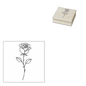 Minimalist Rose Botanical Line Art Rubberstempel (Gestempeld)