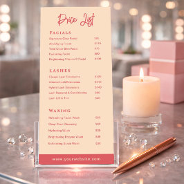 Minimalist Rose & Ivory Salon Beauty Price List  Reclamekaart