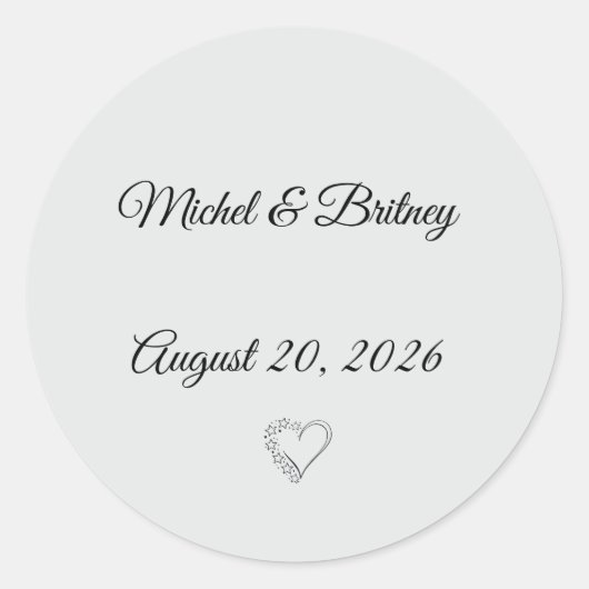 Minimalist Round Wedding Stickers (Devant)