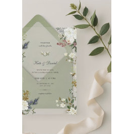 Minimalist Rustic Vintage Floral Wedding Acryl Uitnodigingen