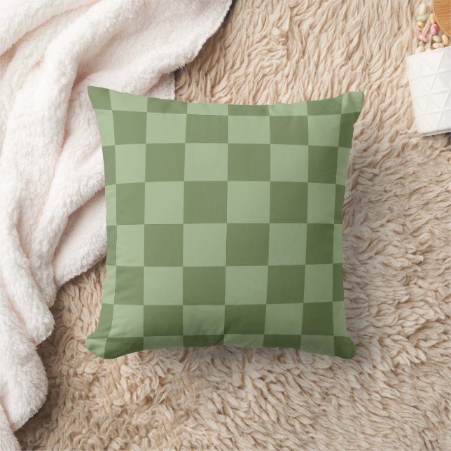 Minimalist Sage Green Checkerboard Pattern Kussen (Deken)