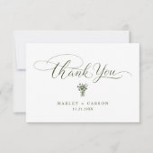 Minimalist Sage Green Script Simple Wedding Bedankkaart (Voorkant)