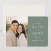 Minimalist Sage Green Wedding Save the Date (Devant / Derrière)
