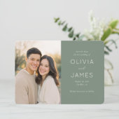 Minimalist Sage Green Wedding Save the Date (Debout devant)