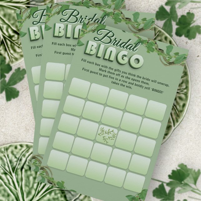 Minimalist Sage Greenery Bridal Shower Bingo Game  (Creator heeft geüpload)