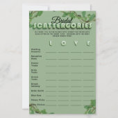 Minimalist Sage Greenery Scattergories Bridal Game (Voorkant)