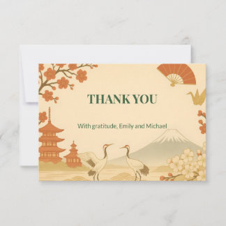 Minimalist Sakura Cherry Blossom Wedding Thank You Bedankkaart