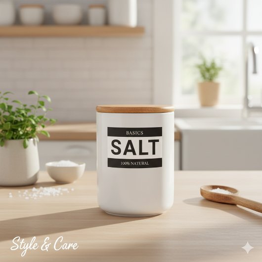 Minimalist Salt Label for Containers Voedselcontainer Etiket