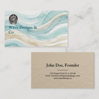 Minimalist Sand & Wave Business Card Design Visitekaartje