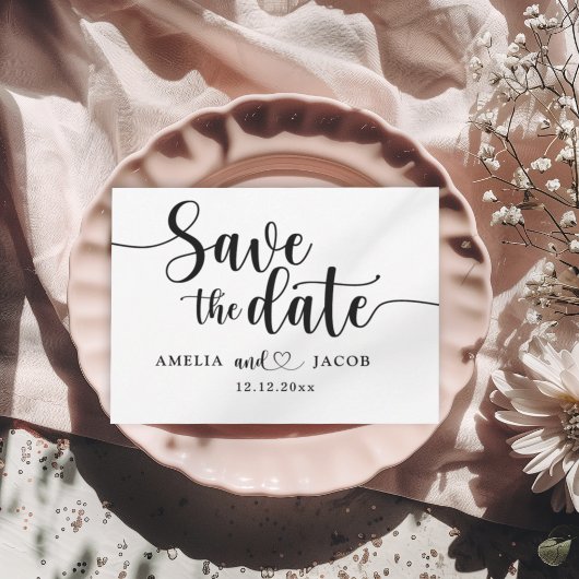 Minimalist Save the Date Black & White Postcard Briefkaart