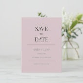 Minimalist Save the Date Card Dusky Rose (Staand voorkant)