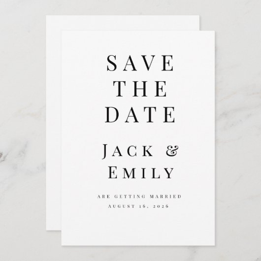 Minimalist Save the Date Template | Elegant Editab (Devant / Derrière)