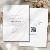 Minimalist Script Font Monogram QR Code Wedding Kaart