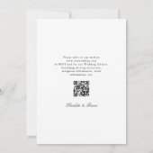 Minimalist Script Font Monogram QR Code Wedding Kaart (Achterkant)