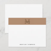Minimalist Script Metallic Taupe Gold Monogram Notitiekaartje (Voorkant / Achterkant)