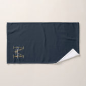 Minimalist Script Navy Blue Metallic Gold Monogram (Serviette à main)