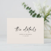 Minimalist Script QR Code Wedding Details Informatiekaartje (Staand voorkant)