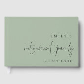 Minimalist Script Retirement Party Sage Green Gastenboek (Voorkant)