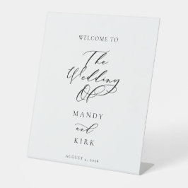 Minimalist Script Wedding Welcome Sign Banner Reclamebord Met Voetstuk