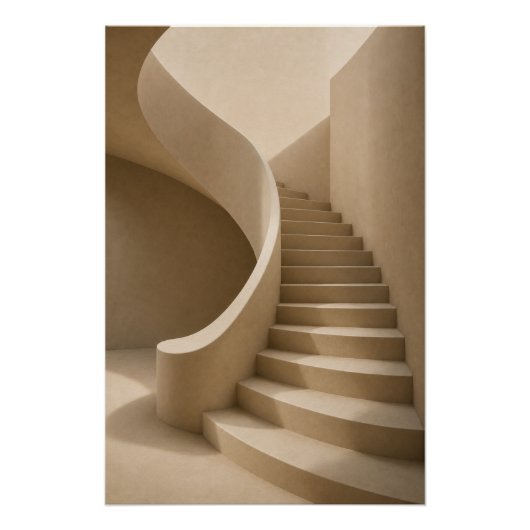 Minimalist Sculptural Staircase Wall Art Poster (Devant)