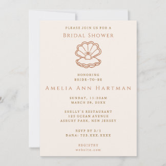 Minimalist Seashell Bridal Shower Invitation