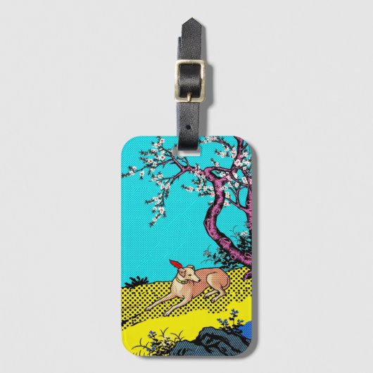 Minimalist Sighthound Silhouette Dog Graphic Bagagelabel (Voorkant (verticaal))