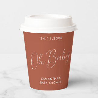 Minimalist Sign terracotta Oh Baby Shower Papieren Bekers
