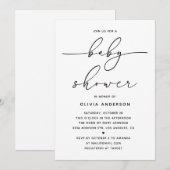 Minimalist Simple Baby Shower. Modern Clean Script Kaart (Voorkant / Achterkant)