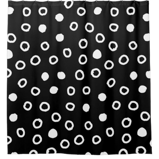 Minimalist simple Black & White Bubble Pattern Douchegordijn (Voorkant)
