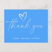 Minimalist Simple Blue Baby shower dank u Briefkaart (Voorkant)