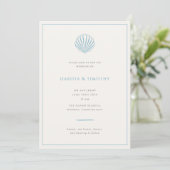 Minimalist Simple Blue Seashell Wedding invitation (Debout devant)