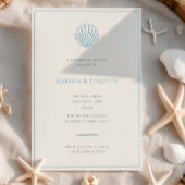 Minimalist Simple Blue Seashell Wedding invitation