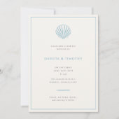 Minimalist Simple Blue Seashell Wedding invitation Kaart (Voorkant)