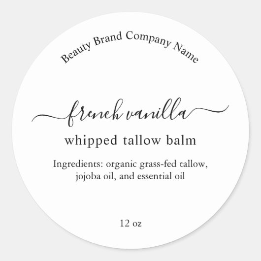 Minimalist Simple Cosmetic Body Product Label (Voorkant)