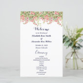 Minimalist Simple Pretty rose vine wedding program (Staand voorkant)