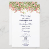 Minimalist Simple Pretty rose vine wedding program (Voorkant / Achterkant)