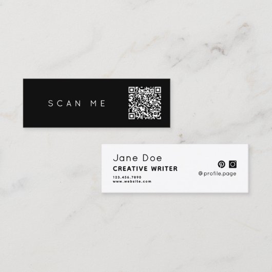 Minimalist simple professional QR code Mini Visitekaartje (Voorkant / Achterkant)